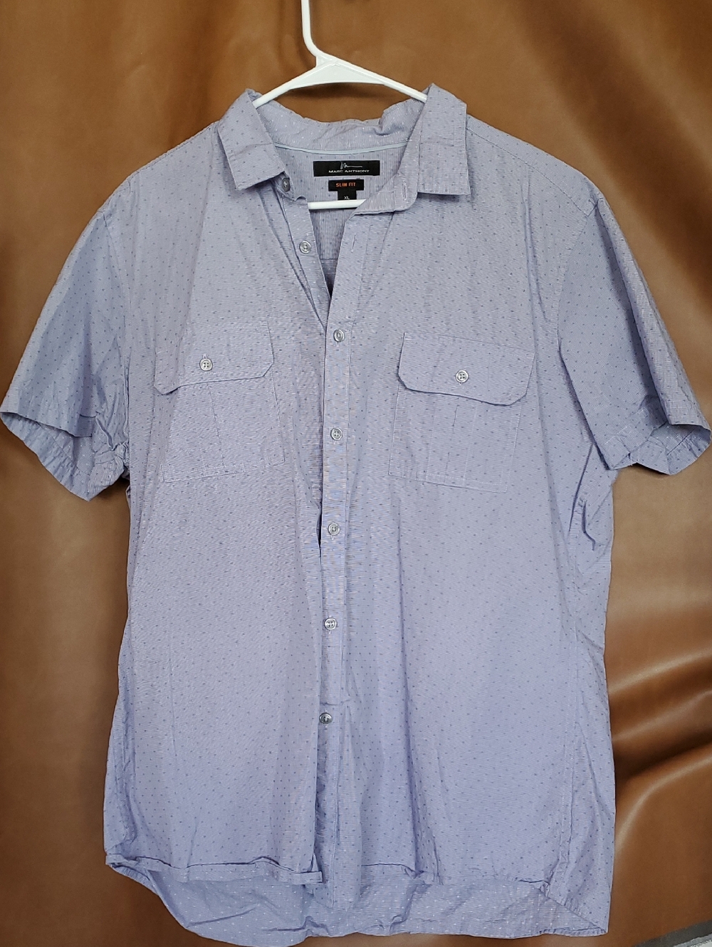 Mens XL Slim Fit Marc Anthony Light Blue Short-Sleeve Button-Down Shirt